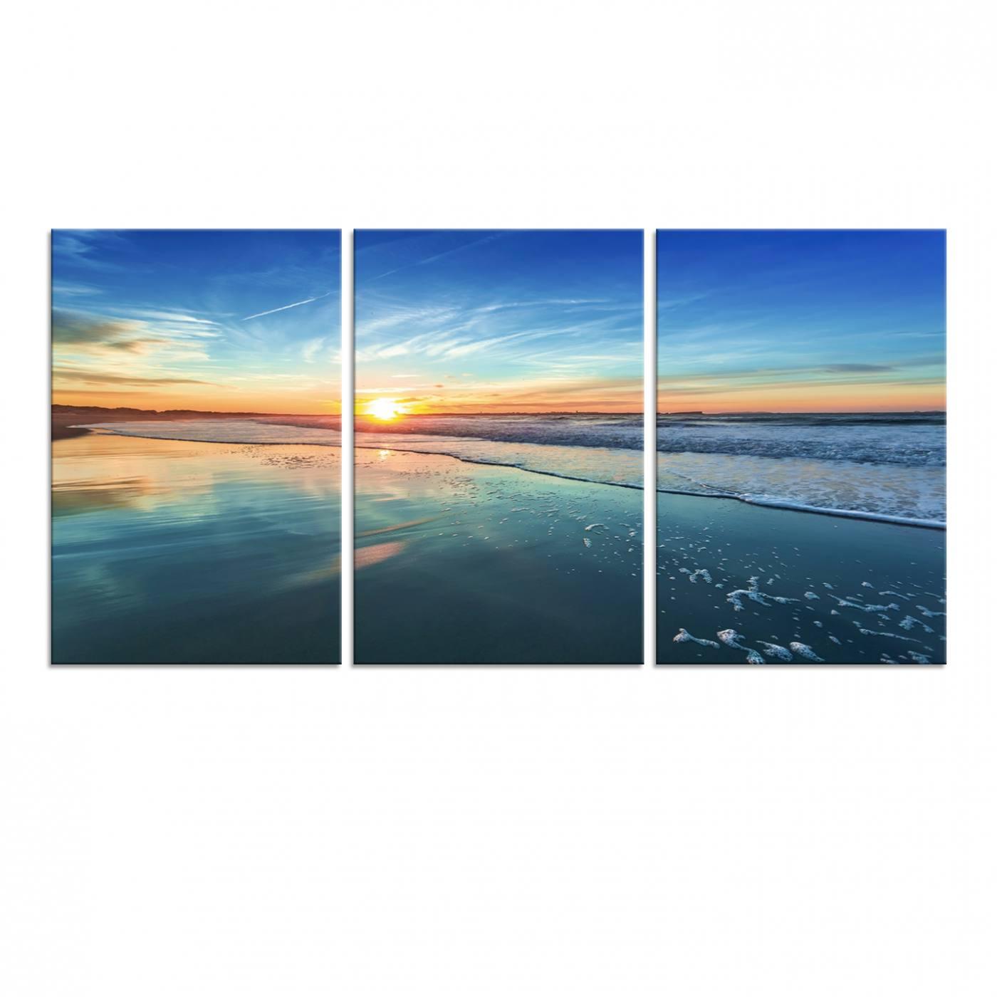 25542-MGV-CV-60X30-3P-Blue Sky and Beach Wall Art Canvas Print