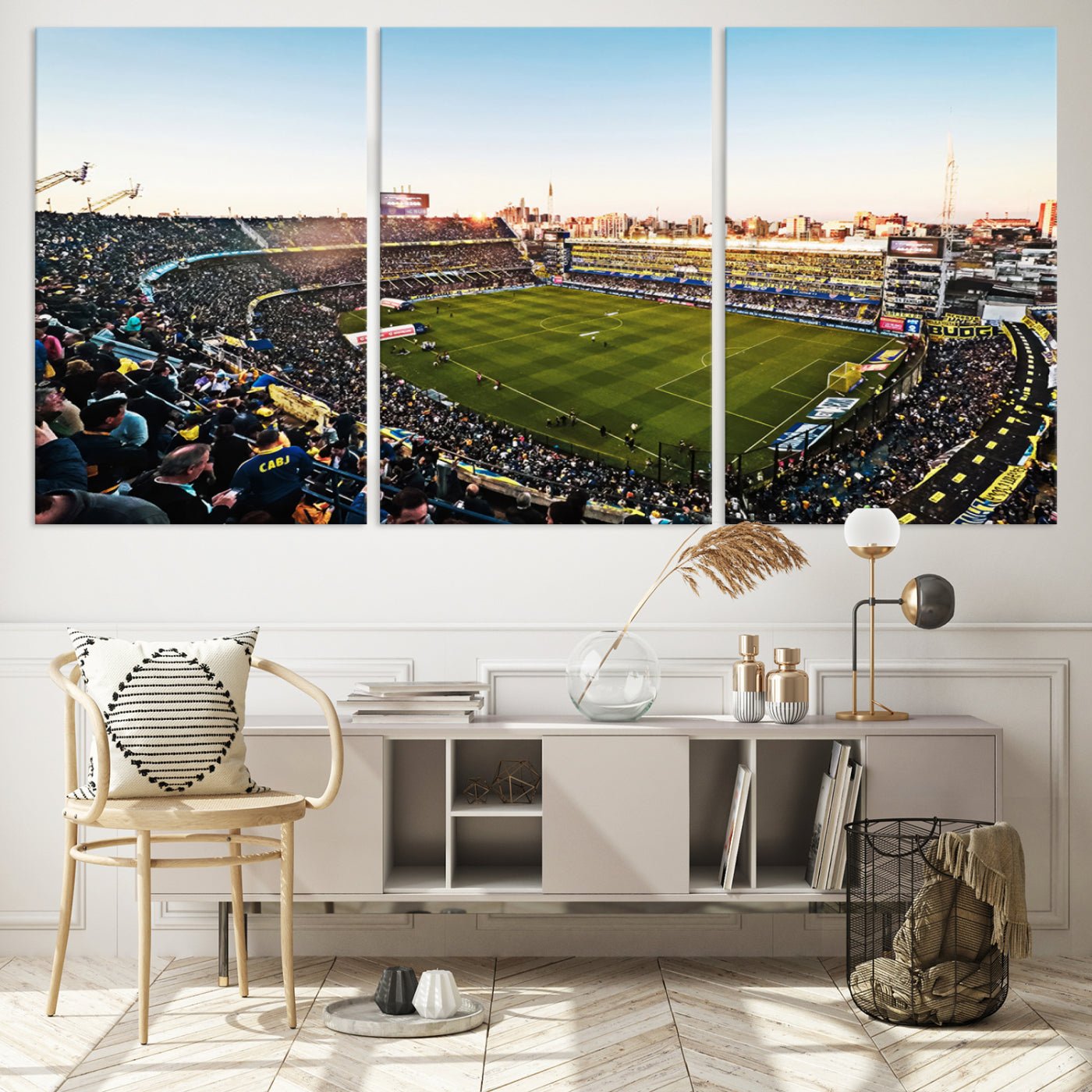 50105-MGV-CV-60X30-3P-Boca Juniors Soccer Team Print - Buenos Aires Bombonera Stadium Wall Art Canvas Print
