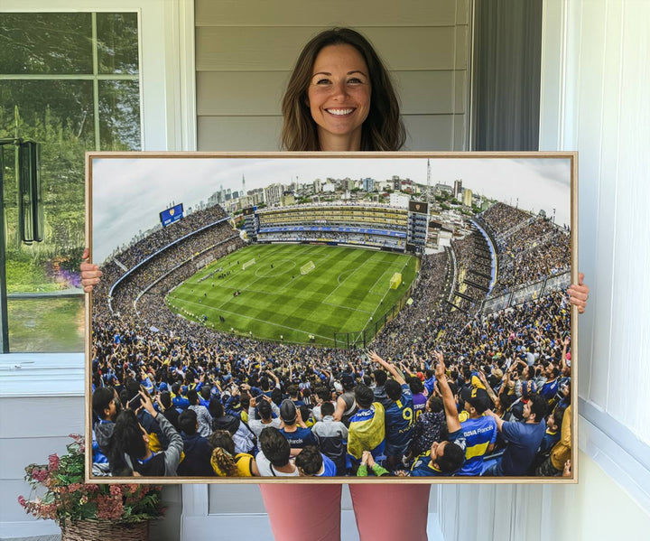 63839-MGV-CV-36X24-Boca Juniors Soccer Team Print Wall Art - Buenos Aires Bombonera Stadium Canvas Print