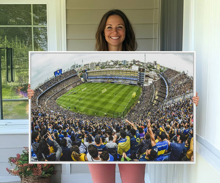 63839-MGV-CV-36X24-Boca Juniors Soccer Team Print Wall Art - Buenos Aires Bombonera Stadium Canvas Print