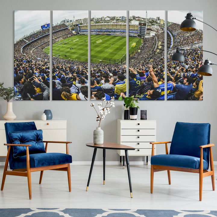 63839-MGV-CV-60X31-5P-Boca Juniors Soccer Team Print Wall Art - Buenos Aires Bombonera Stadium Canvas Print