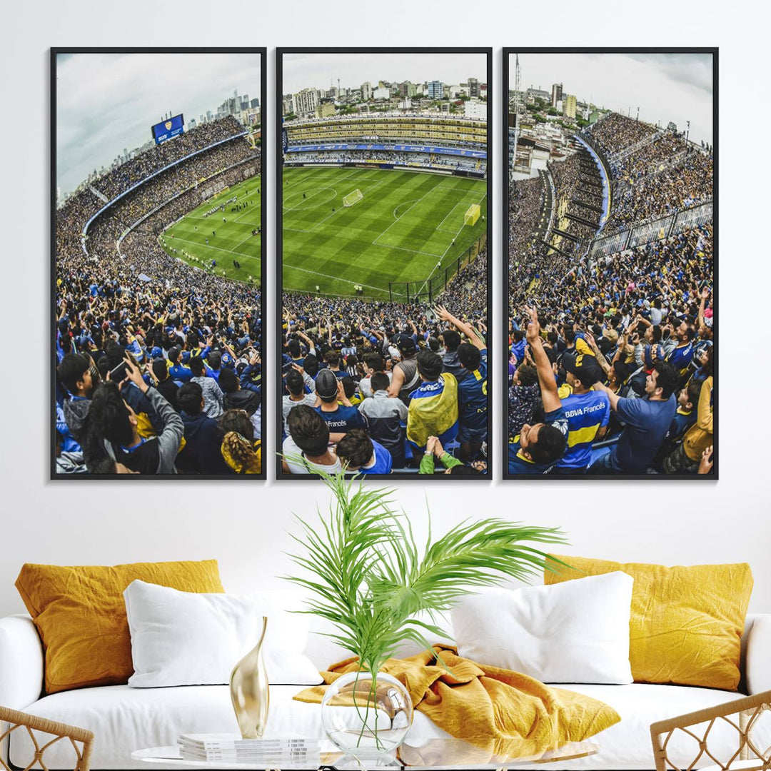 63839-MGV-FC-48X32-3P_Black-Boca Juniors Soccer Team Print Wall Art - Buenos Aires Bombonera Stadium Canvas Print
