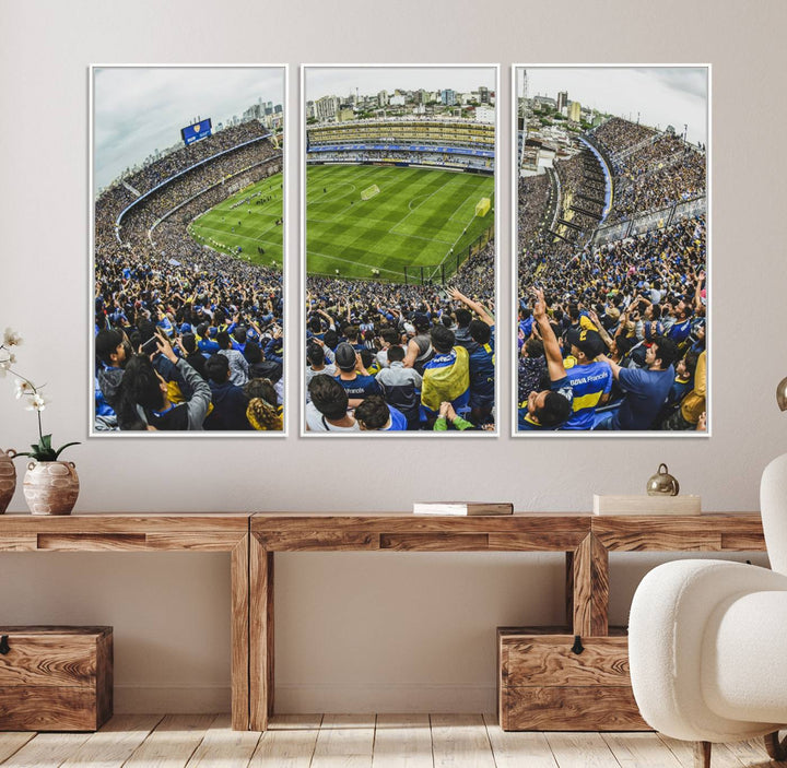63839-MGV-FC-48X32-3P_White-Boca Juniors Soccer Team Print Wall Art - Buenos Aires Bombonera Stadium Canvas Print