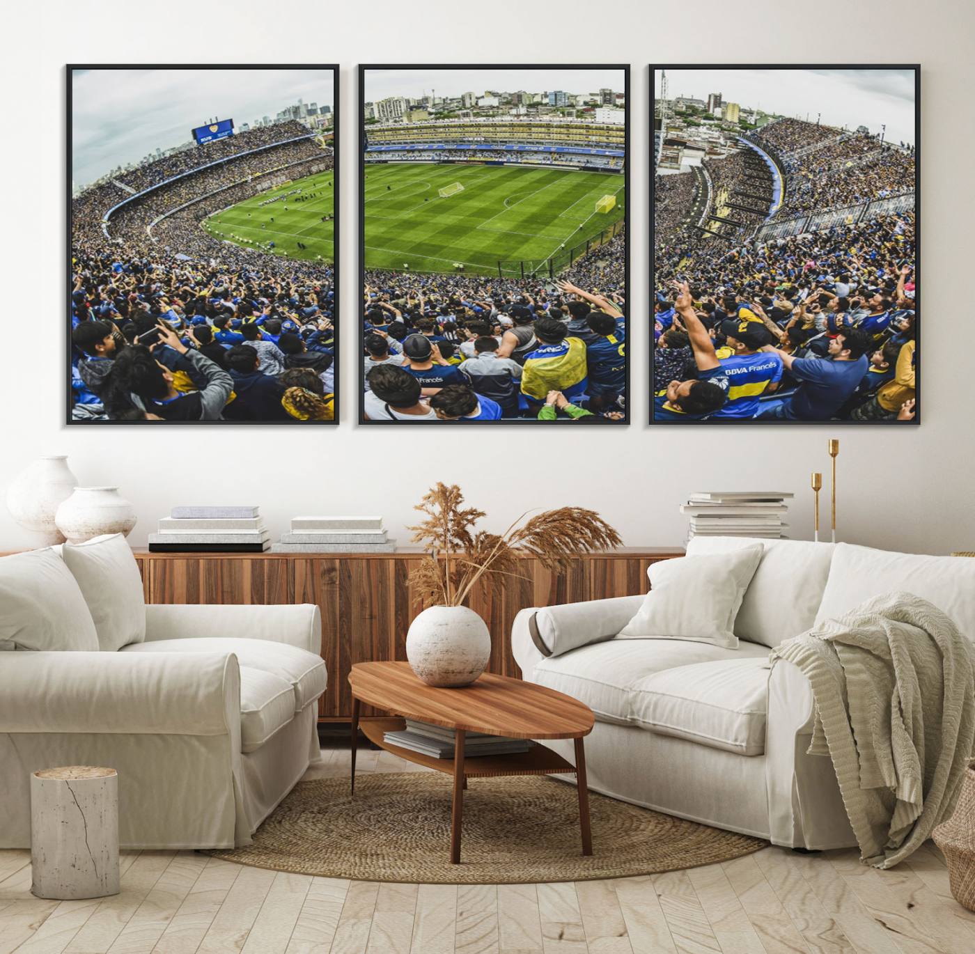 63839-MGV-FC-60X30-3P_Black-Boca Juniors Soccer Team Print Wall Art - Buenos Aires Bombonera Stadium Canvas Print