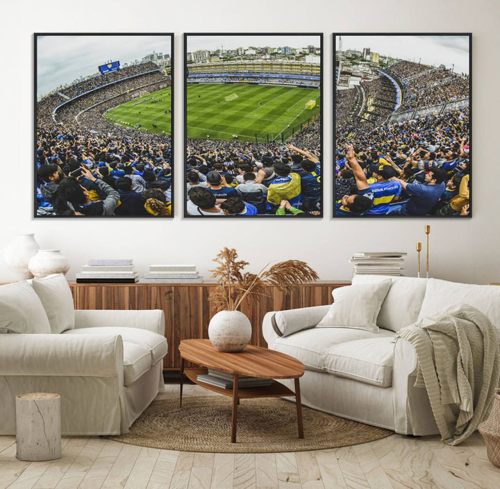 63839-MGV-FC-60X30-3P_Black-Boca Juniors Soccer Team Print Wall Art - Buenos Aires Bombonera Stadium Canvas Print