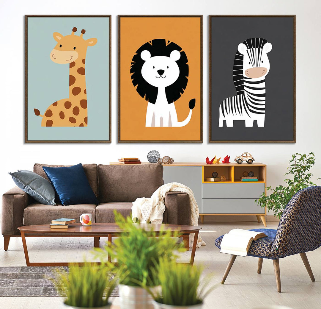 Boho Jungle Animal Nursery Wall Art Prints - Safari Decor in Earth Tones for Modern and Stylish Nursery Spaces