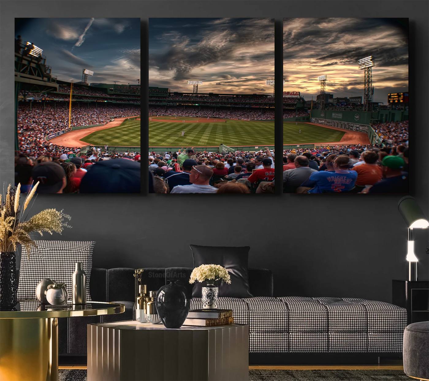 53432-MGV-CV-36X24-Boston Red Sox Baseball Team Print - Massachusetts Fenway Park Stadium Wall Art Canvas Print