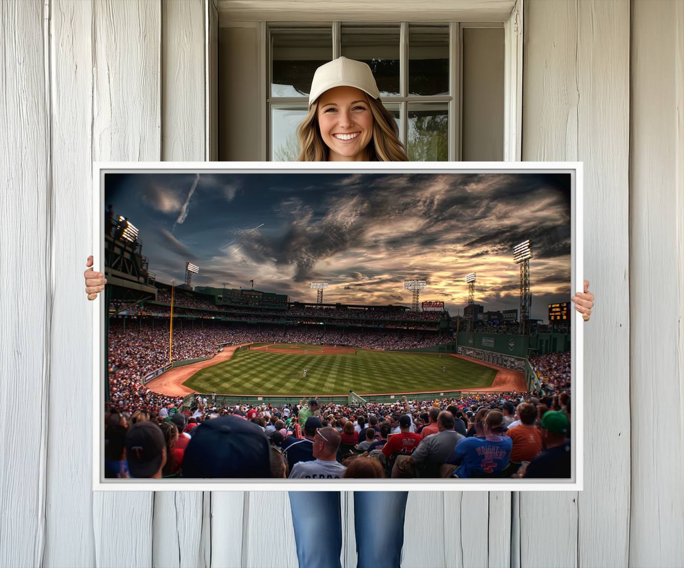 53432-MGV-CV-36X24-Boston Red Sox Baseball Team Print - Massachusetts Fenway Park Stadium Wall Art Canvas Print