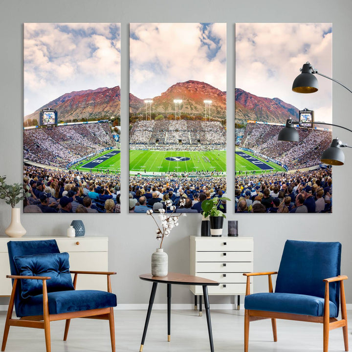 Brigham Young University Cougars Football Team Print - Provo LaVell Edwards Stadium Wall Art Canvas Print