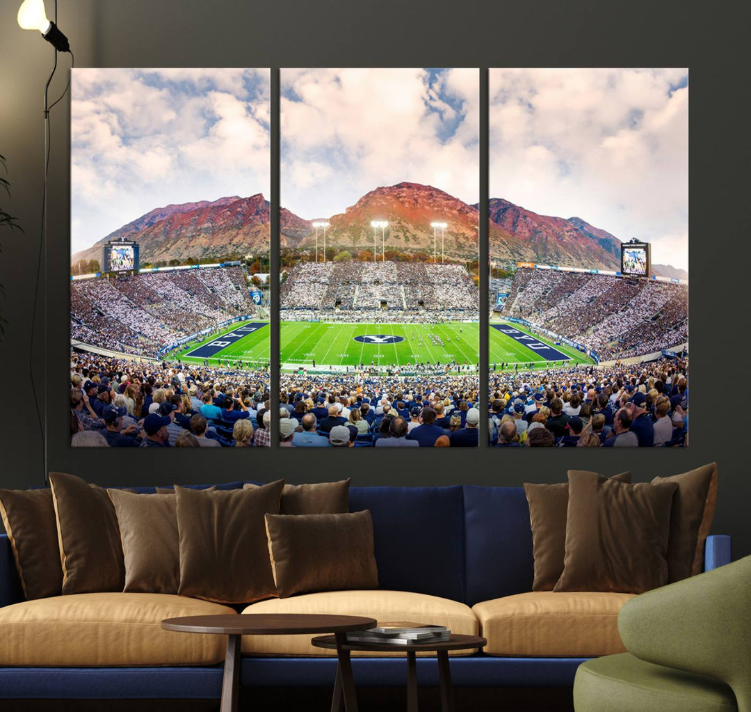 Brigham Young University Cougars Football Team Print - Provo LaVell Edwards Stadium Wall Art Canvas Print