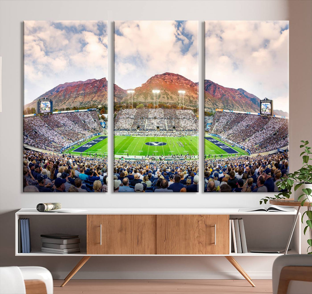 Brigham Young University Cougars Football Team Print - Provo LaVell Edwards Stadium Wall Art Canvas Print