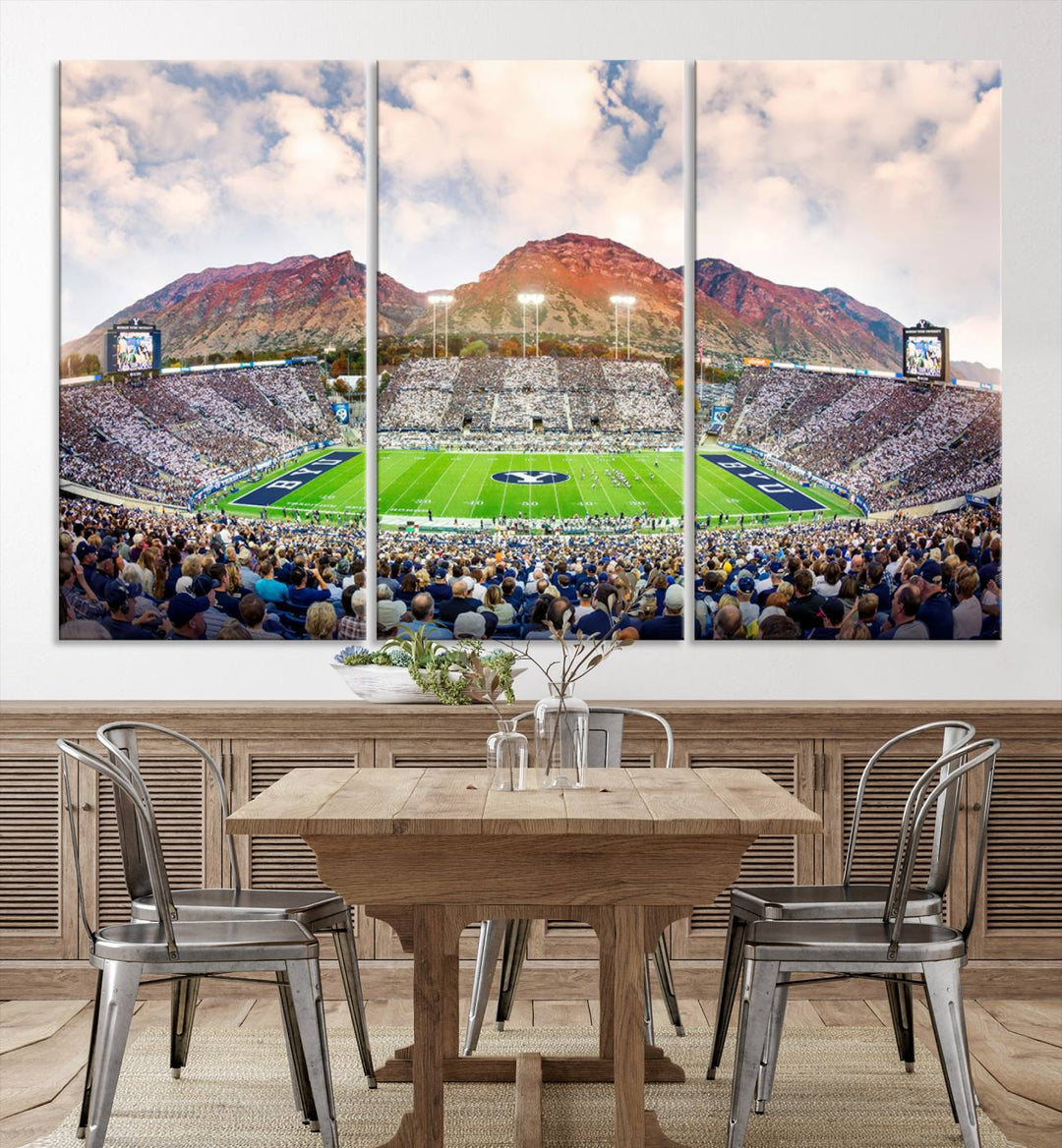 Brigham Young University Cougars Football Team Print - Provo LaVell Edwards Stadium Wall Art Canvas Print