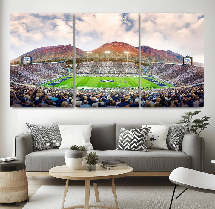 Brigham Young University Cougars Football Team Print - Provo LaVell Edwards Stadium Wall Art Canvas Print