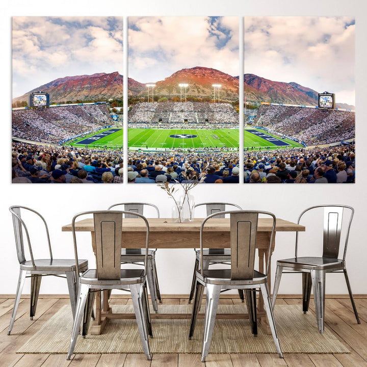 85734-MGV-CV-36X24-Brigham Young University Cougars Football Team Print - Provo LaVell Edwards Stadium Wall Art Canvas Print