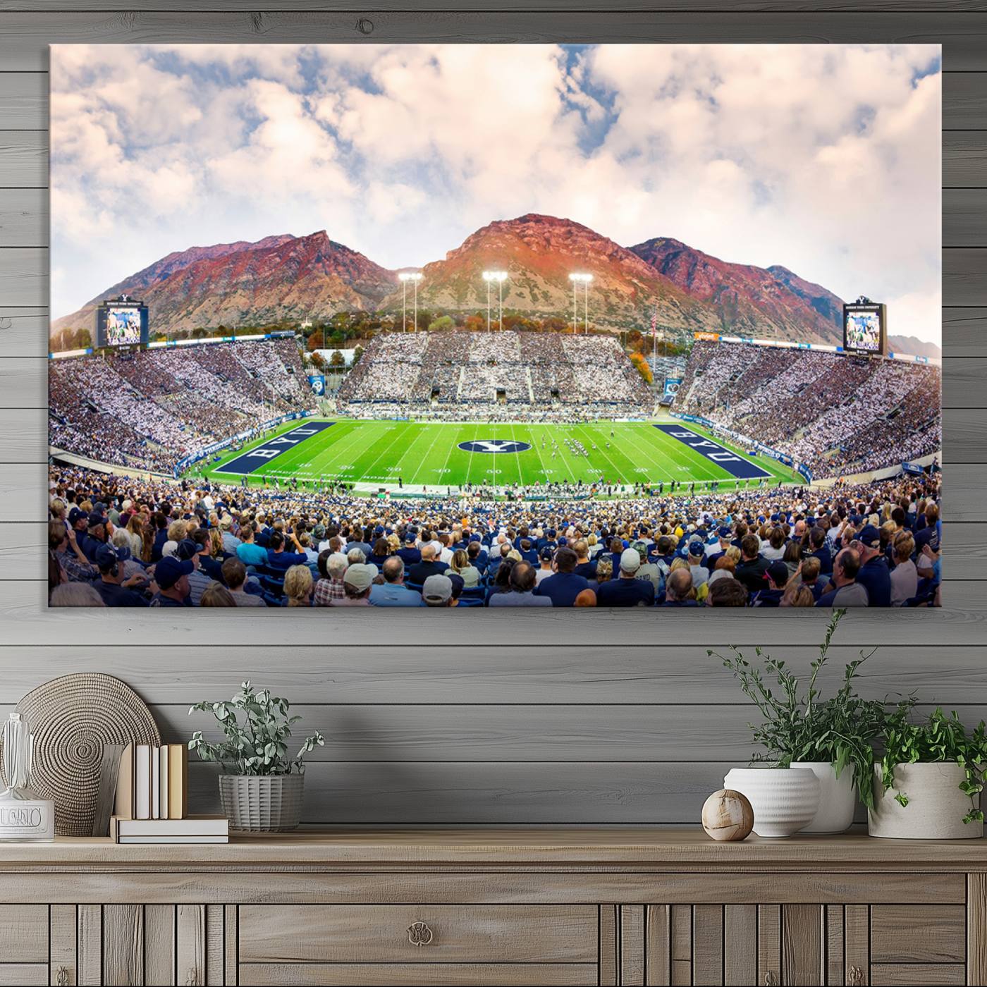 Brigham Young University Cougars Football Team Print - Provo LaVell Edwards Stadium Wall Art Canvas Print