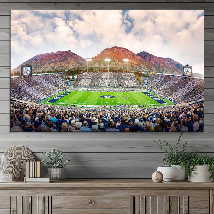 Brigham Young University Cougars Football Team Print - Provo LaVell Edwards Stadium Wall Art Canvas Print