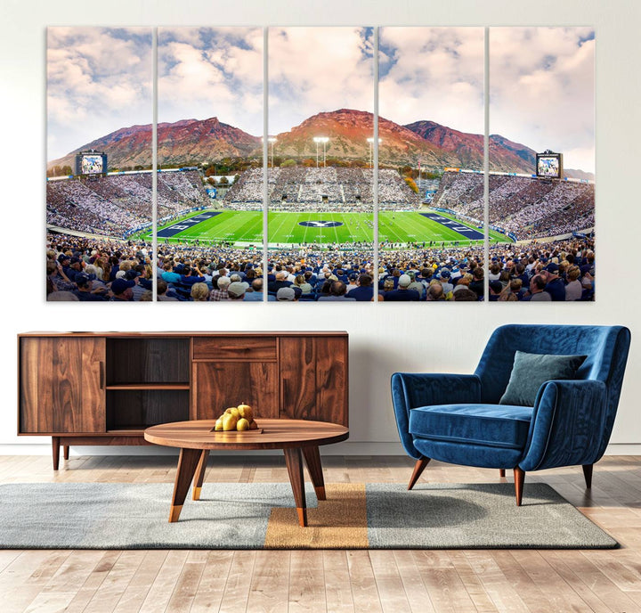 85734-MGV-CV-36X24-Brigham Young University Cougars Football Team Print - Provo LaVell Edwards Stadium Wall Art Canvas Print