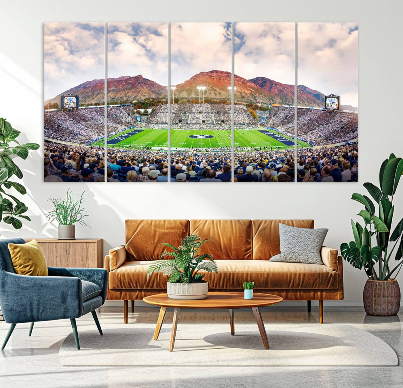 85734-MGV-CV-36X24-Brigham Young University Cougars Football Team Print - Provo LaVell Edwards Stadium Wall Art Canvas Print