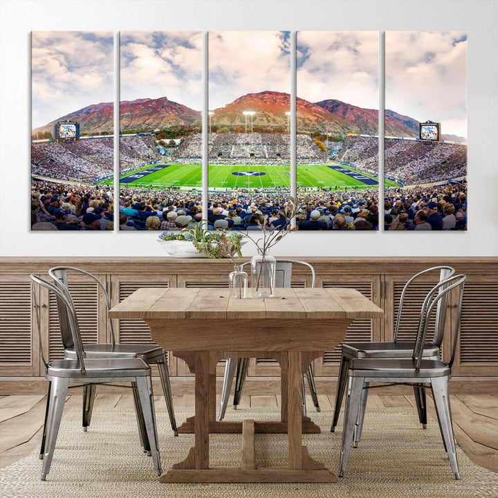 85734-MGV-CV-36X24-Brigham Young University Cougars Football Team Print - Provo LaVell Edwards Stadium Wall Art Canvas Print