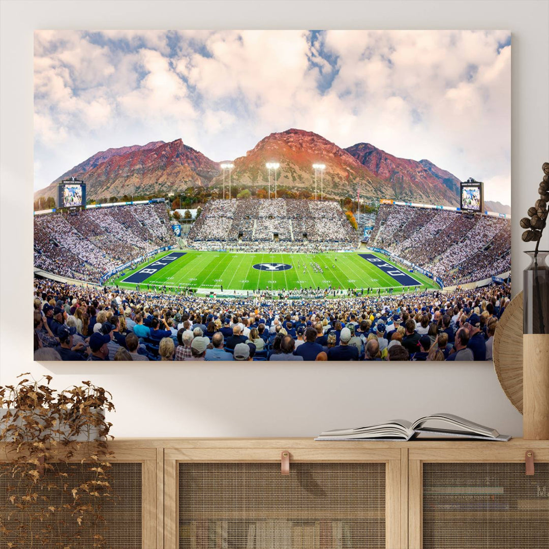 Brigham Young University Cougars Football Team Print - Provo LaVell Edwards Stadium Wall Art Canvas Print
