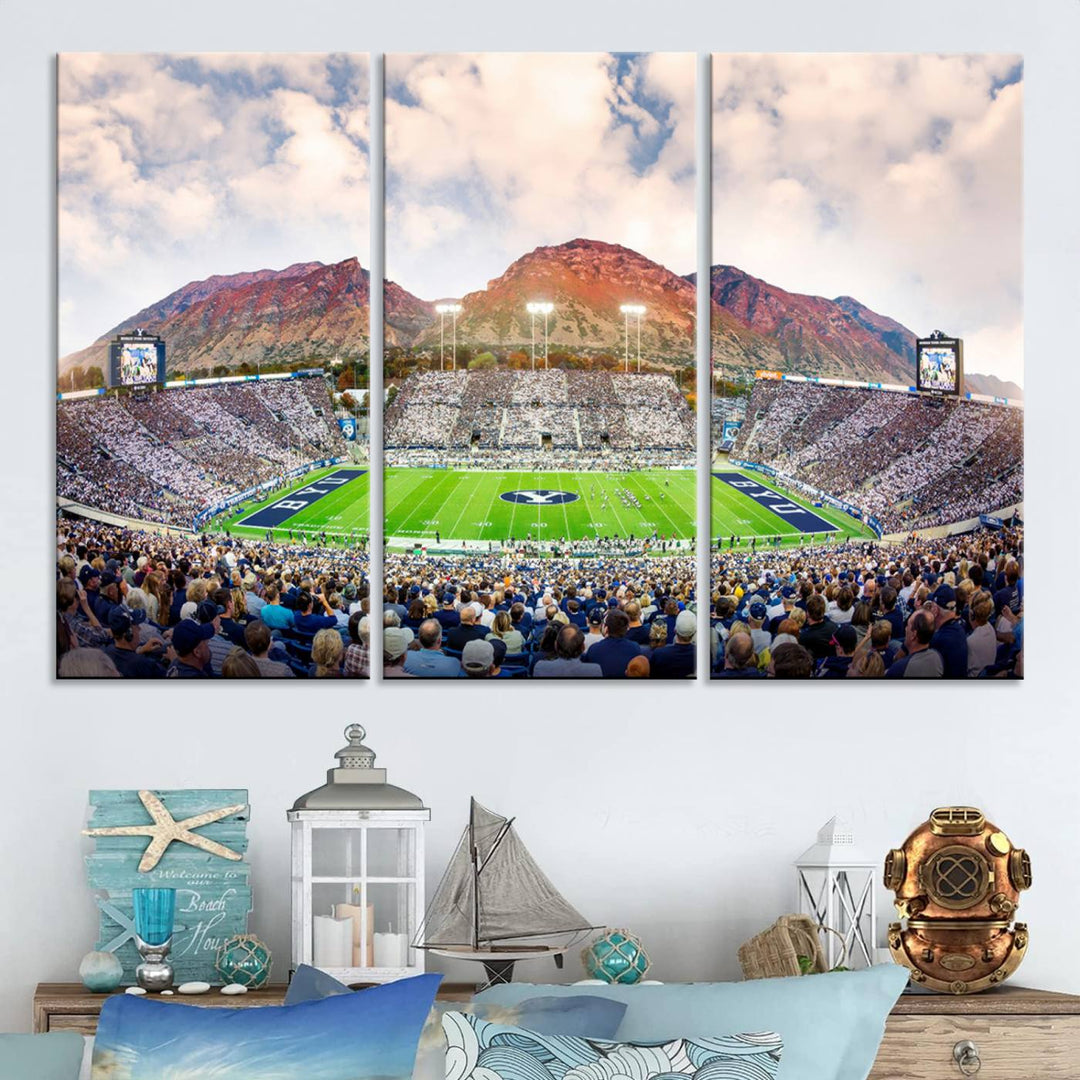 Brigham Young University Cougars Football Team Print - Provo LaVell Edwards Stadium Wall Art Canvas Print