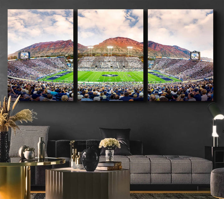 Brigham Young University Cougars Football Team Print - Provo LaVell Edwards Stadium Wall Art Canvas Print
