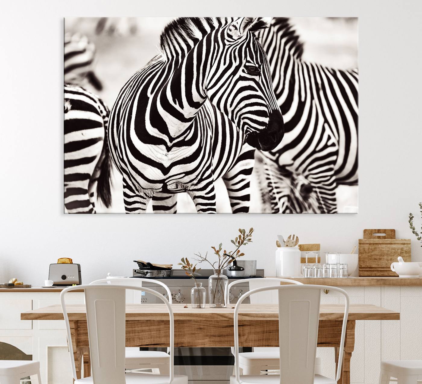 16897-MGV-CV-36X24-Brilliant Zebra Photography Art Canvas Print Black and White