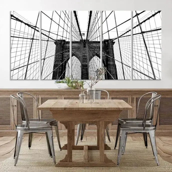 The Brooklyn Bridge Wall Art Canvas Print, a museum-quality black and white piece, offers free shipping for your living room's transformation.