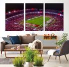 11343-MGV-CV-36X24-Bryant-Denny Stadium Night Game Triple Canvas Wall Art - Alabama Crimson Tide Football Match