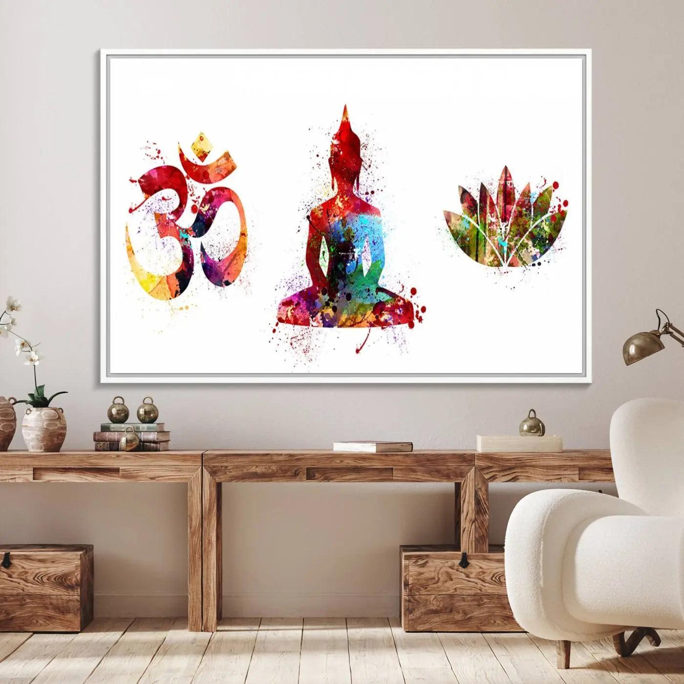 99038-MGV-FC-36X24_White-Buddha Canvas, Asian Wall Art, Yoga Medit Canvas Print