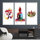 99038-MGV-FC-48X32-3P_White-Buddha Canvas, Asian Wall Art, Yoga Medit Canvas Print