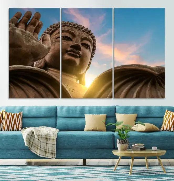 Buddha Statue and Daylight Wall Art, Buddha Statue Wall Art Canvas Print