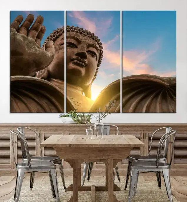 Buddha Statue and Daylight Wall Art, Buddha Statue Wall Art Canvas Print