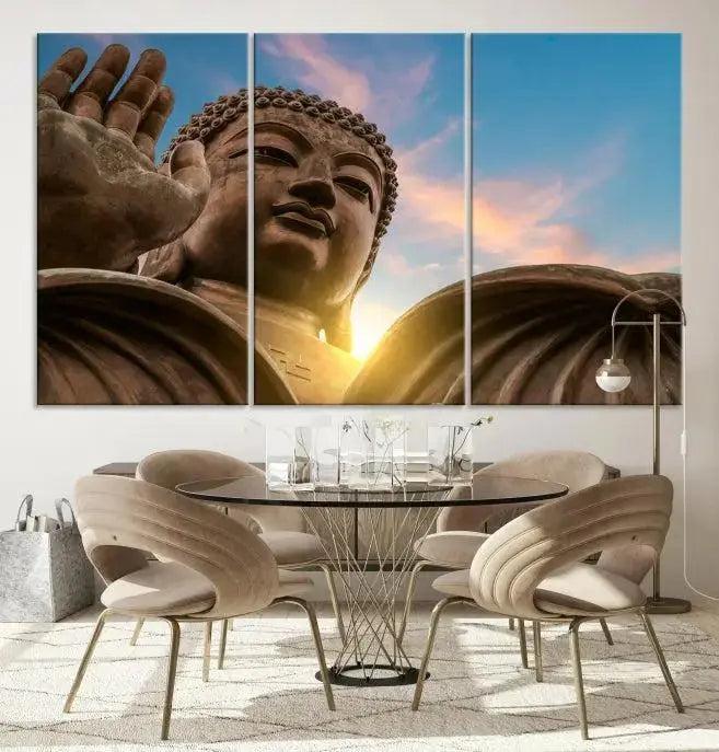 Buddha Statue and Daylight Wall Art, Buddha Statue Wall Art Canvas Print