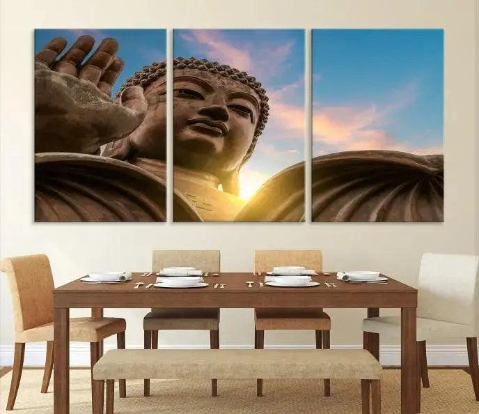 Buddha Statue and Daylight Wall Art, Buddha Statue Wall Art Canvas Print