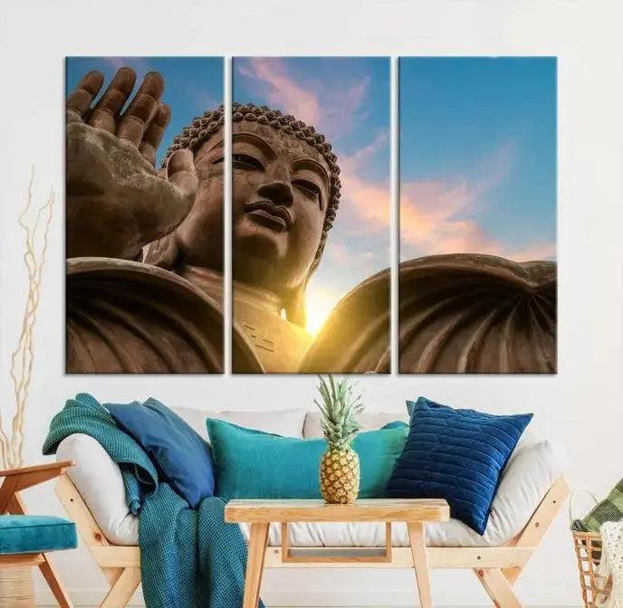 Buddha Statue and Daylight Wall Art, Buddha Statue Wall Art Canvas Print