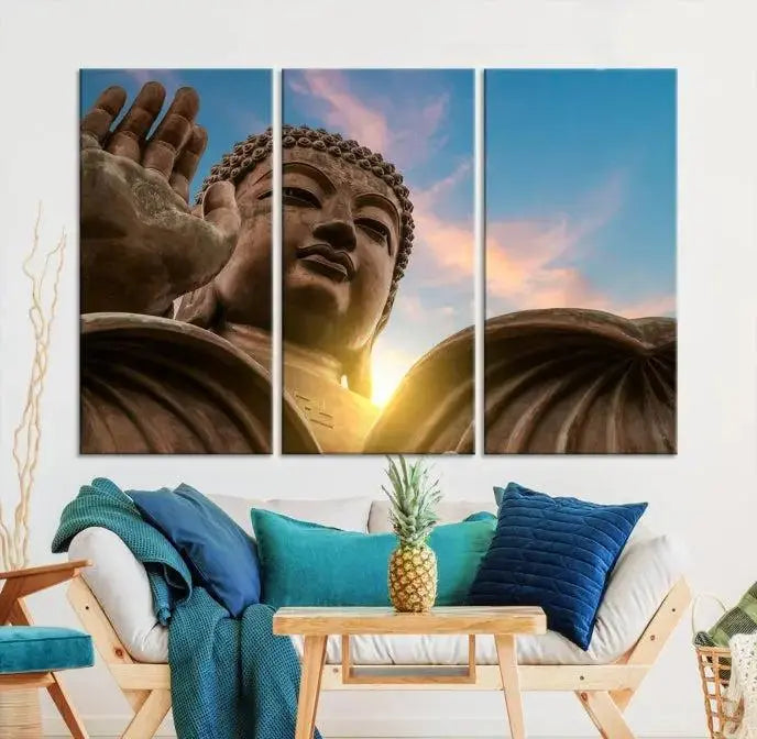 Buddha Statue and Daylight Wall Art Canvas Print 