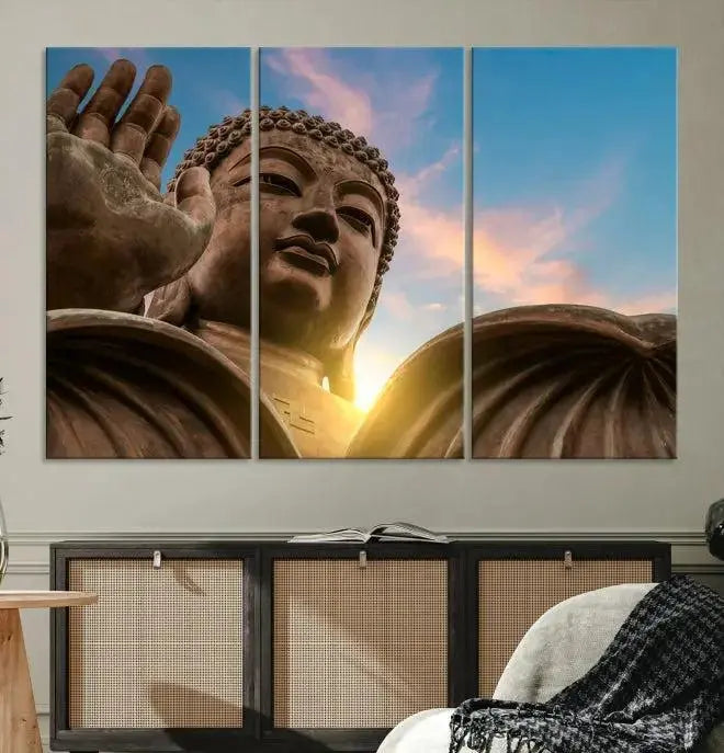 Buddha Statue and Daylight Wall Art Canvas Print 