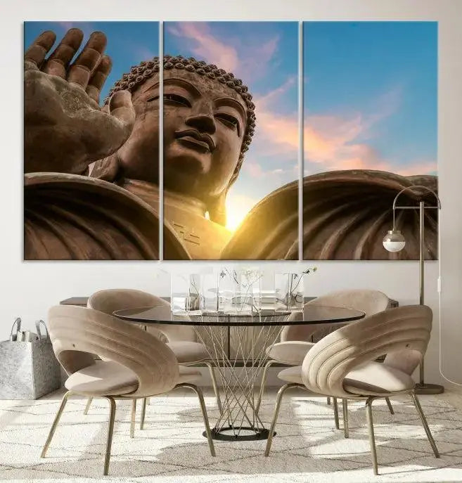 Buddha Statue and Daylight Wall Art Canvas Print 