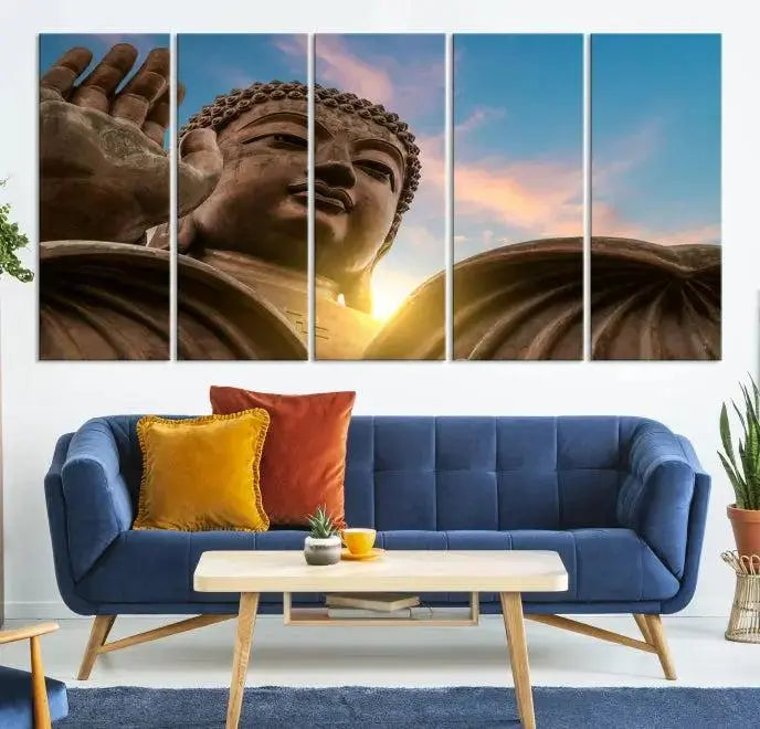 Buddha Statue and Daylight Wall Art Canvas Print 