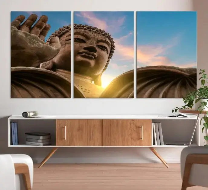 Buddha Statue and Daylight Wall Art Canvas Print 