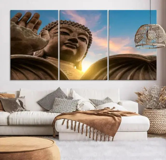 Buddha Statue and Daylight Wall Art Canvas Print 