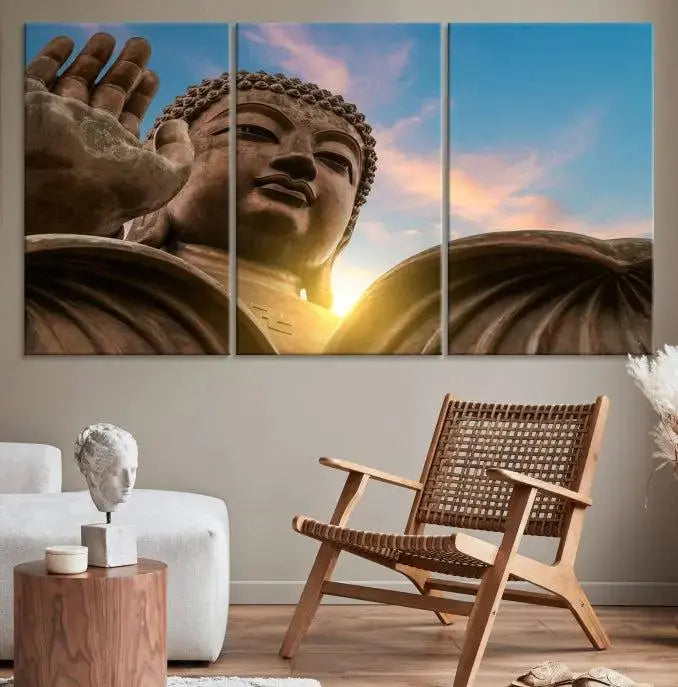 Buddha Statue and Daylight Wall Art Canvas Print 