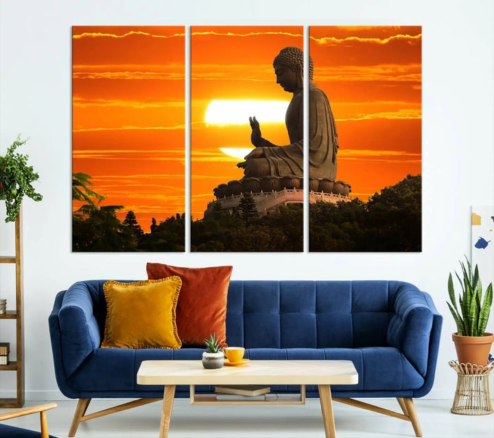 Buddha Statue at Sunset Canvas Print 