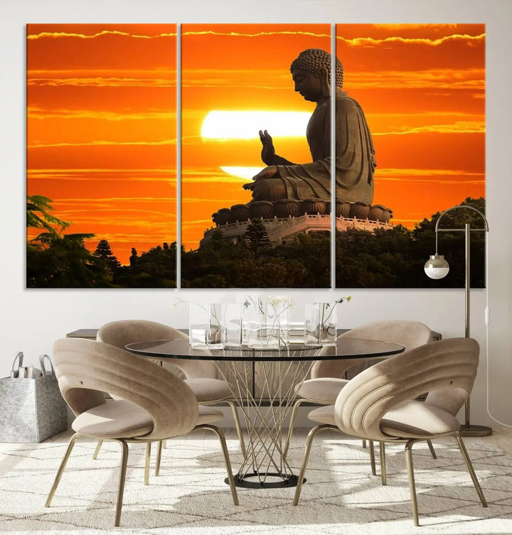 Buddha Statue at Sunset Canvas Print 