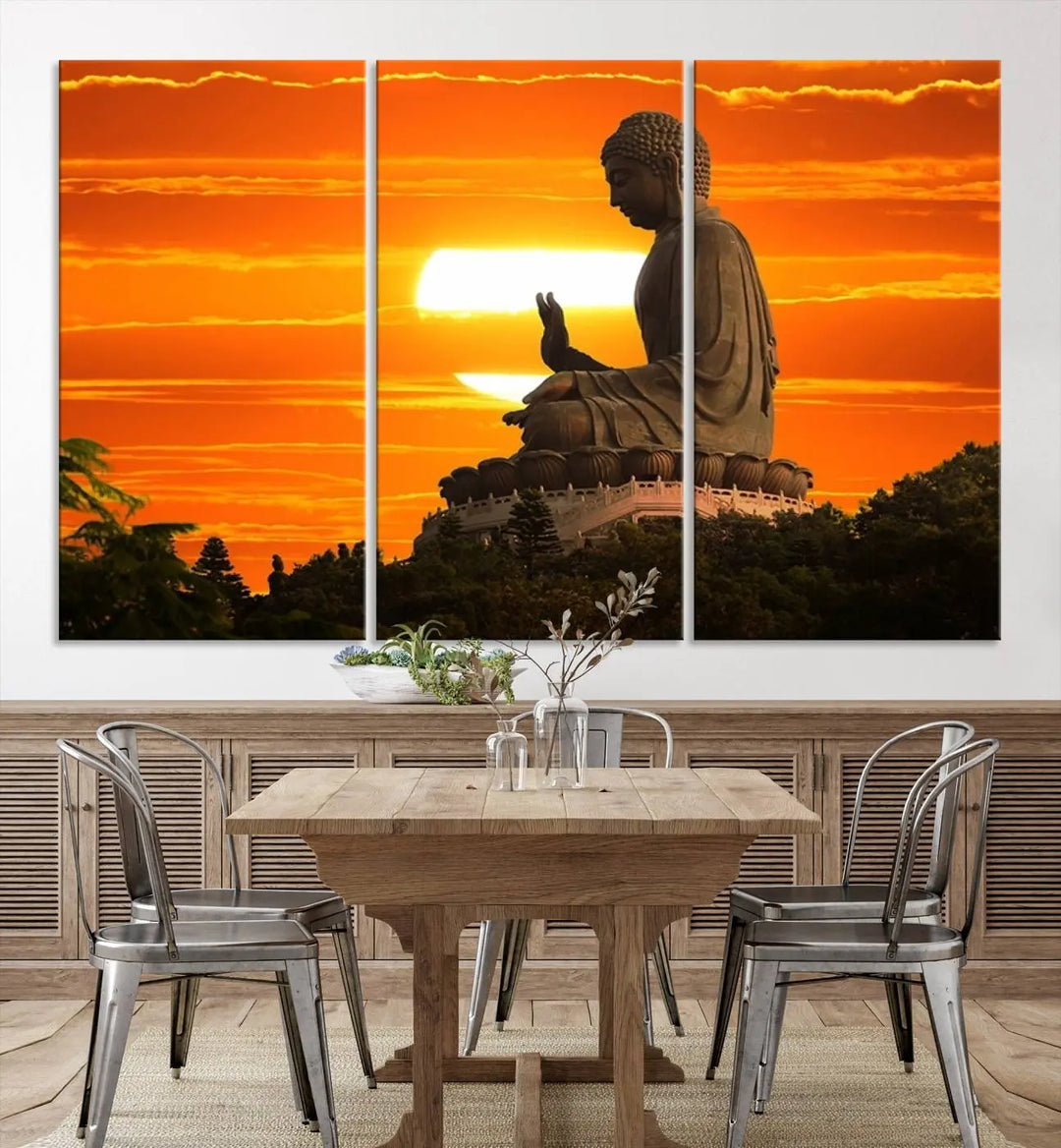 Buddha Statue at Sunset Canvas Print 