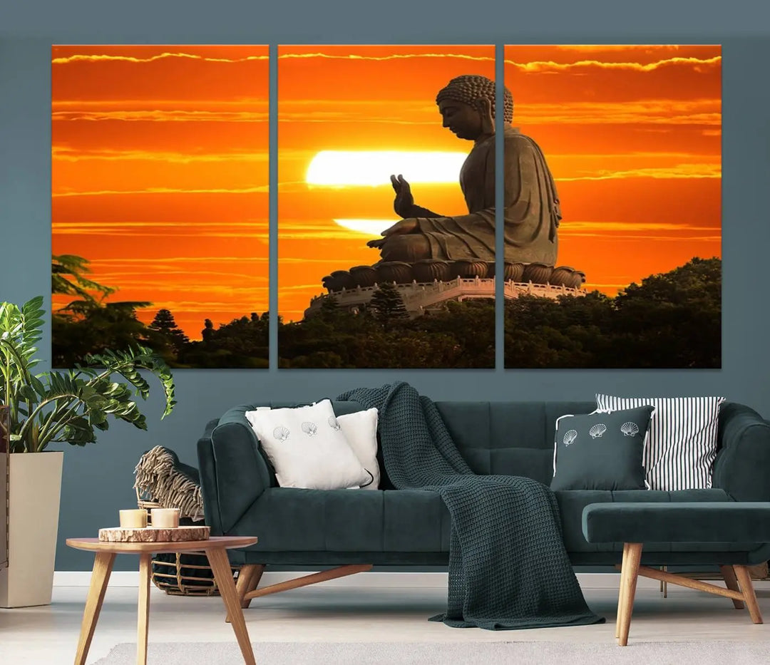 Buddha Statue at Sunset Canvas Print 