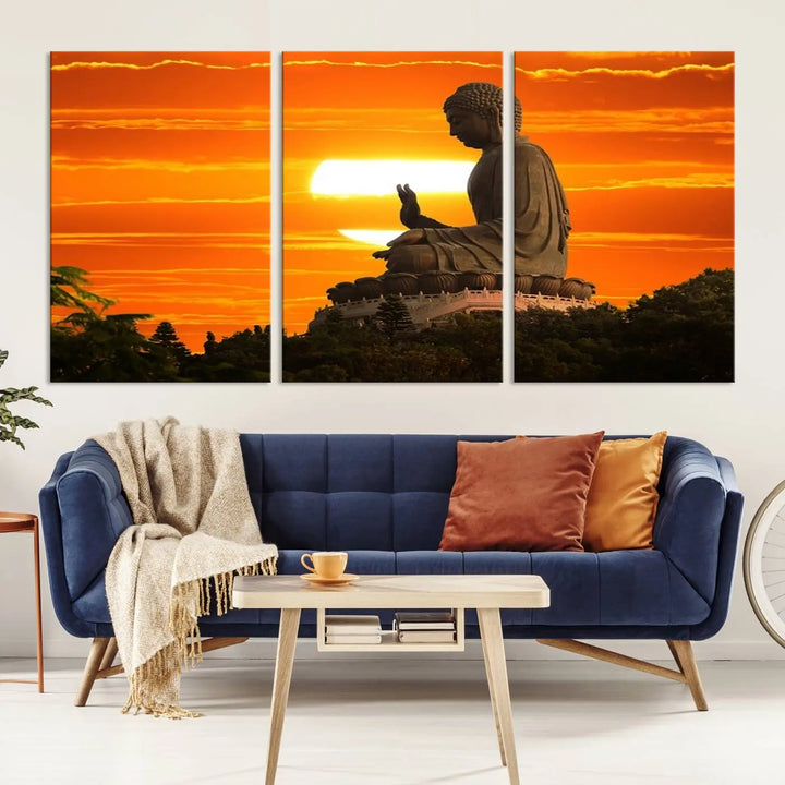 Buddha Statue at Sunset Canvas Print 