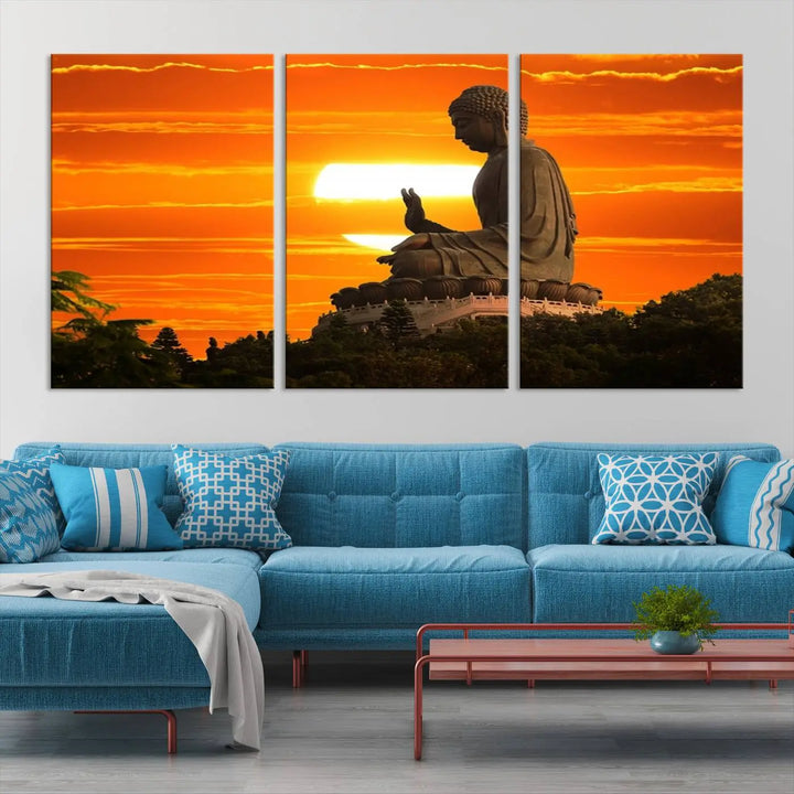 Buddha Statue at Sunset Canvas Print 