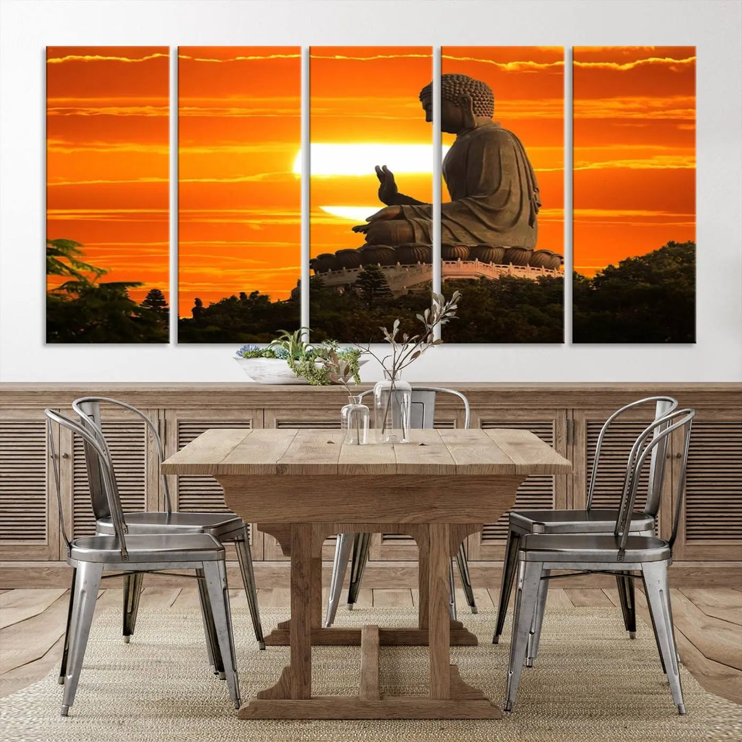 Buddha Statue at Sunset Canvas Print 